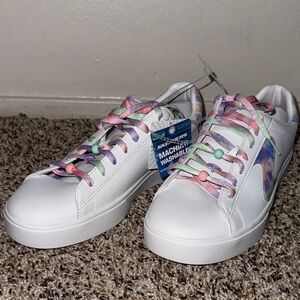 Skechers Women's White Sneakers with Colorful Laces